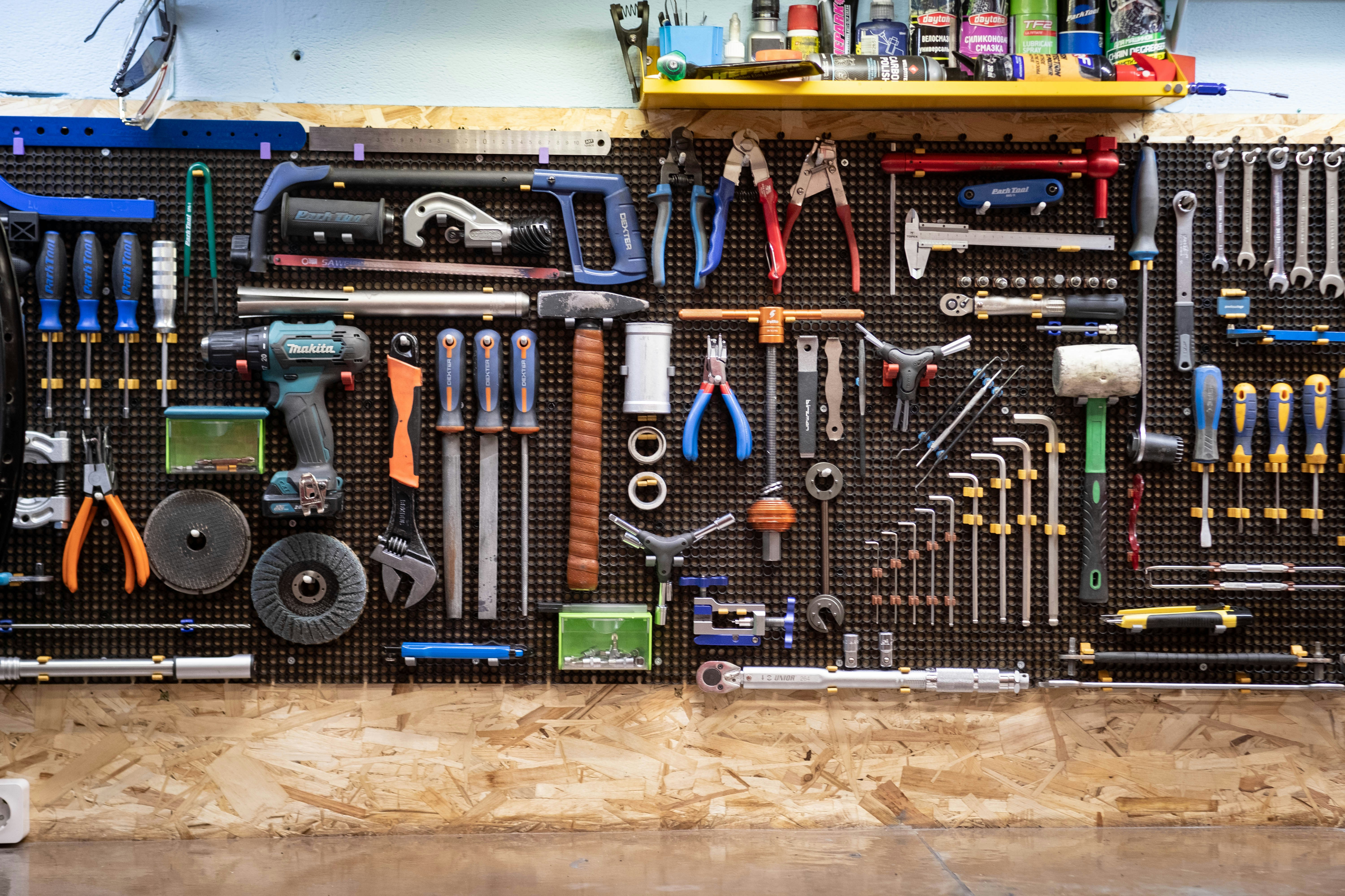 Workbench with Organized Tools